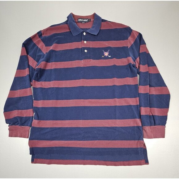 Polo Golf  Ralph Lauren Men Large Shirt‎ Vintage Rugby Long Sleeve 90s Striped. - Picture 1 of 6